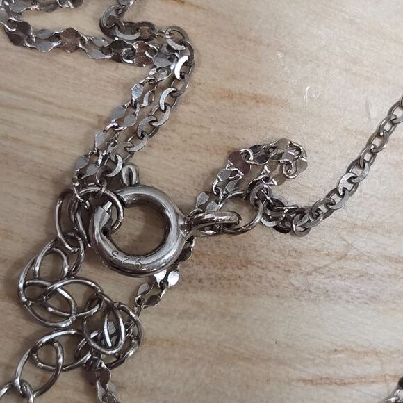 Delicate Sterling Silver 925 Layered Choker Chain Necklace CZ Star Moon Pendant - Picture 6 of 14